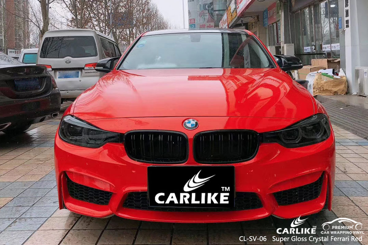 CL-SV-06 SUPER GLOSS CRYSTAL FERRARI RED CAR WRAP VINYL for BMW