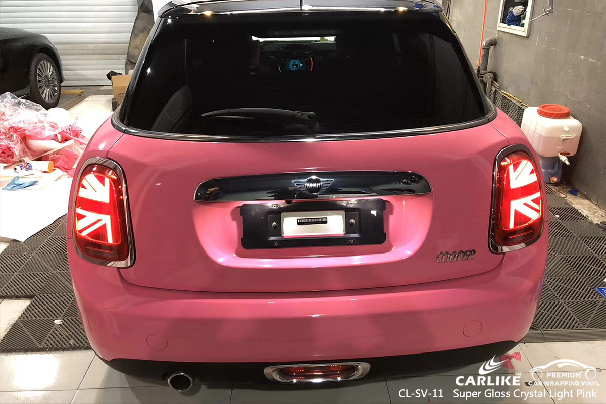 CL-SV-11 super gloss crystal light pink car wrap vinyl for MINI