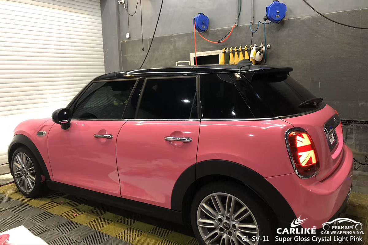 CL-SV-11 super gloss crystal light pink car wrap vinyl for MINI
