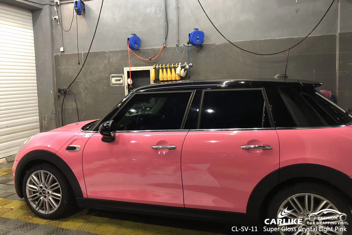 CL-SV-11 super gloss crystal light pink car wrap vinyl for MINI