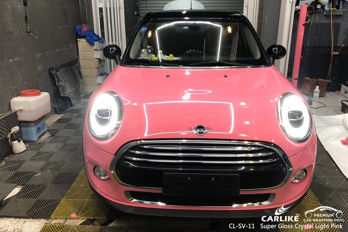 CL-SV-11 super gloss crystal light pink car wrap vinyl for MINI