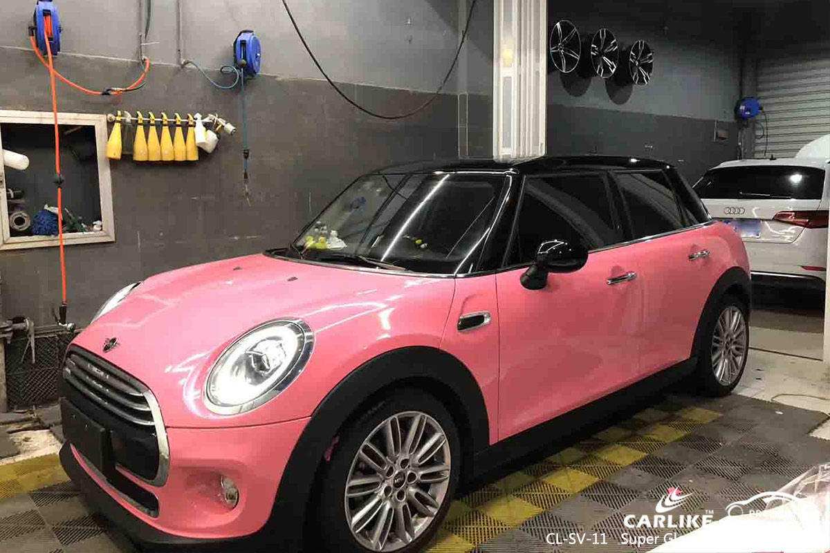 CL-SV-11 super gloss crystal light pink car wrap vinyl for MINI