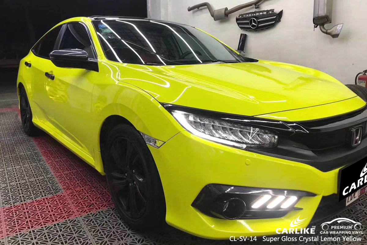 CL-SV-14 SUPER GLOSS CRYSTAL LEMON YELLOW CAR WRAP VINYL for HONDA