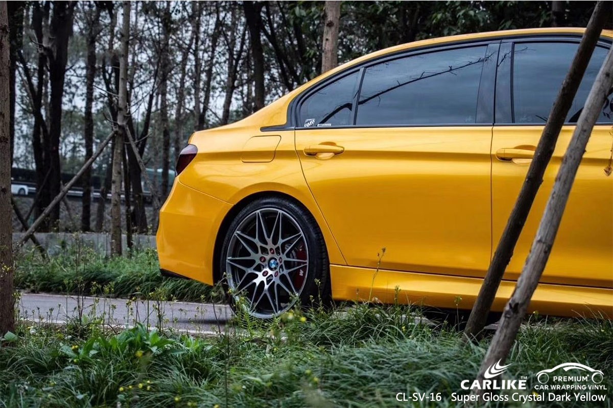 CL-SV-16 SUPER GLOSS CRYSTAL DARK YELLOW CAR WRAP VINYL for BMW