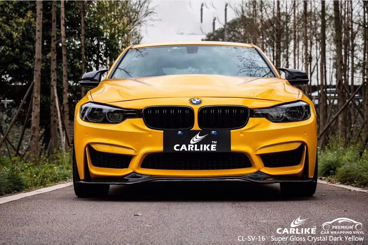 CL-SV-16 SUPER GLOSS CRYSTAL DARK YELLOW CAR WRAP VINYL for BMW