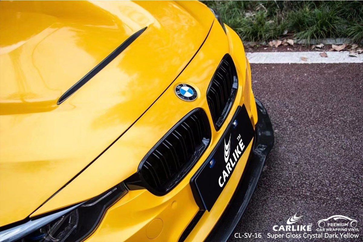 CL-SV-16 SUPER GLOSS CRYSTAL DARK YELLOW CAR WRAP VINYL for BMW