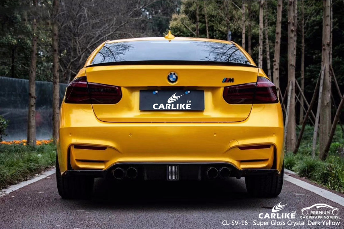 CL-SV-16 SUPER GLOSS CRYSTAL DARK YELLOW CAR WRAP VINYL for BMW