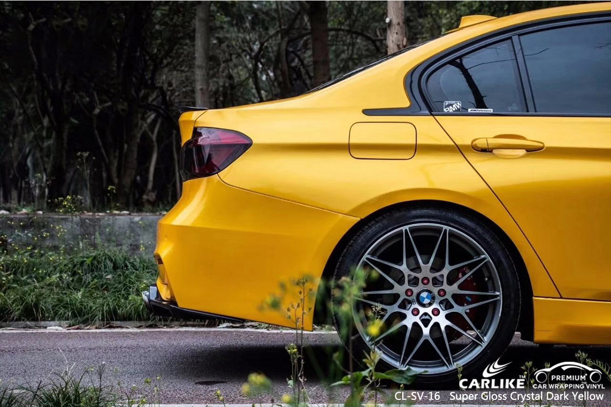 CL-SV-16 SUPER GLOSS CRYSTAL DARK YELLOW CAR WRAP VINYL for BMW