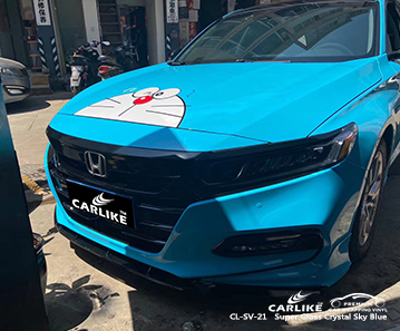 CL-SV-21 سوبر لامع كريستال السماء الزرقاء احباط الفينيل التفاف السيارة لهوندا نيبال