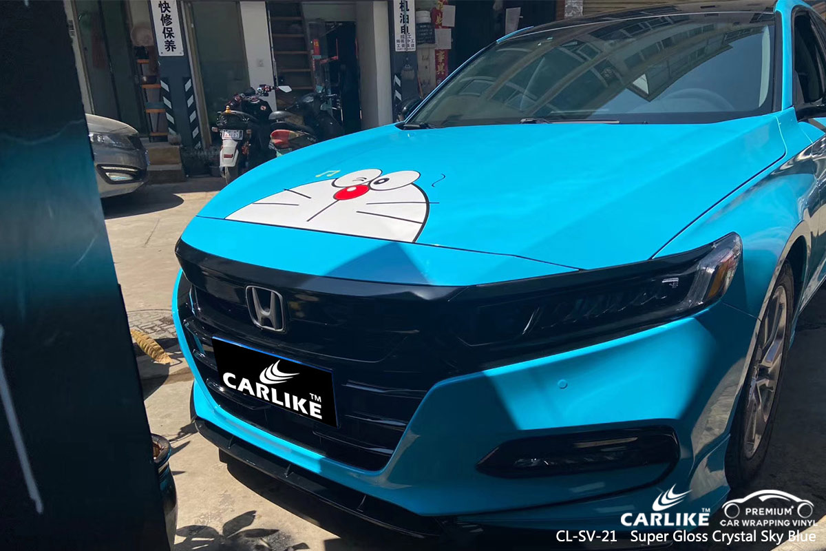 CL-SV-21 super gloss crystal sky blue car wrap vinyl for HONDA