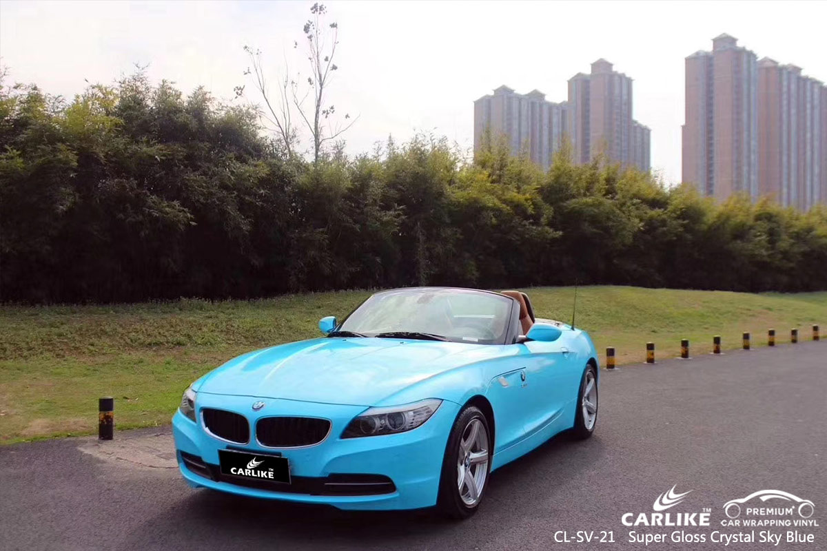 CL-SV-21 SUPER GLOSS CRYSTAL SKY BLUE CAR WRAP VINYL for BMW