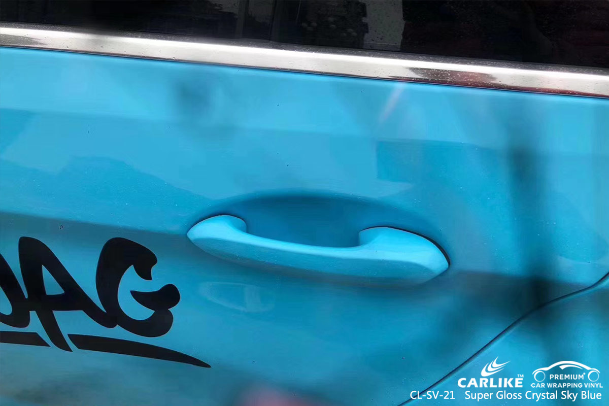 CL-SV-21 super gloss crystal sky blue car wrap vinyl for BMW