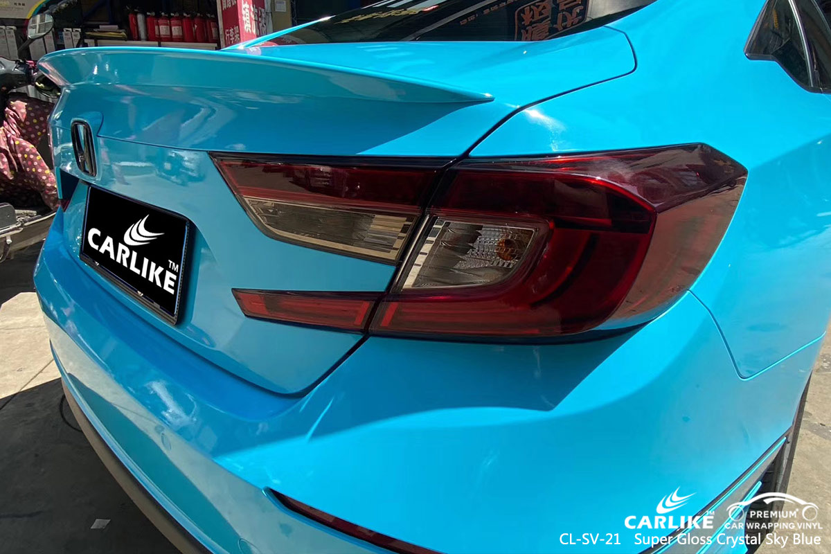 CL-SV-21 super gloss crystal sky blue car wrap vinyl for HONDA