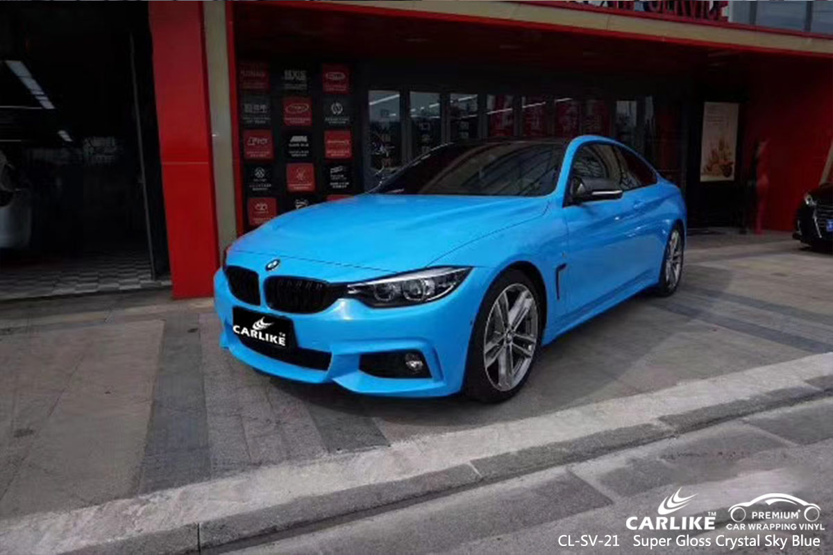 CL-SV-21 SUPER GLOSS CRYSTAL SKY BLUE CAR WRAP VINYL for BMW