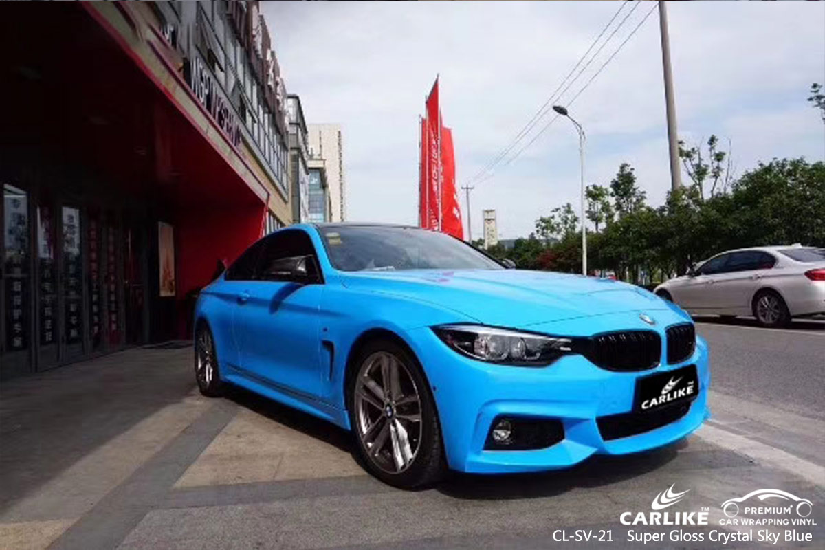 CL-SV-21 SUPER GLOSS CRYSTAL SKY BLUE CAR WRAP VINYL for BMW