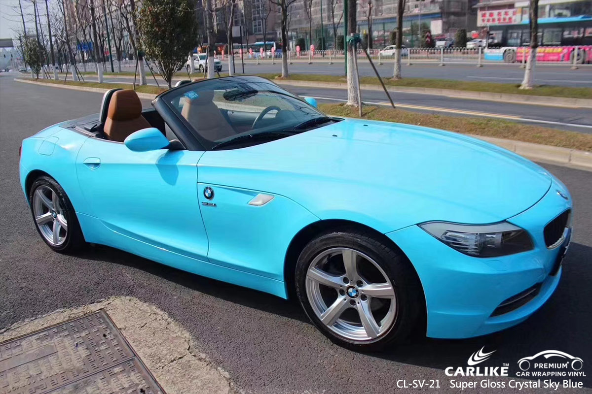 CL-SV-21 SUPER GLOSS CRYSTAL SKY BLUE CAR WRAP VINYL for BMW