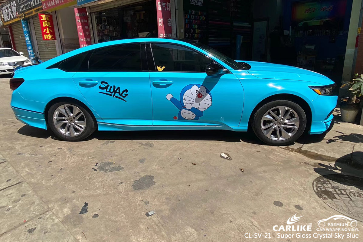 CL-SV-21 super gloss crystal sky blue car wrap vinyl for HONDA