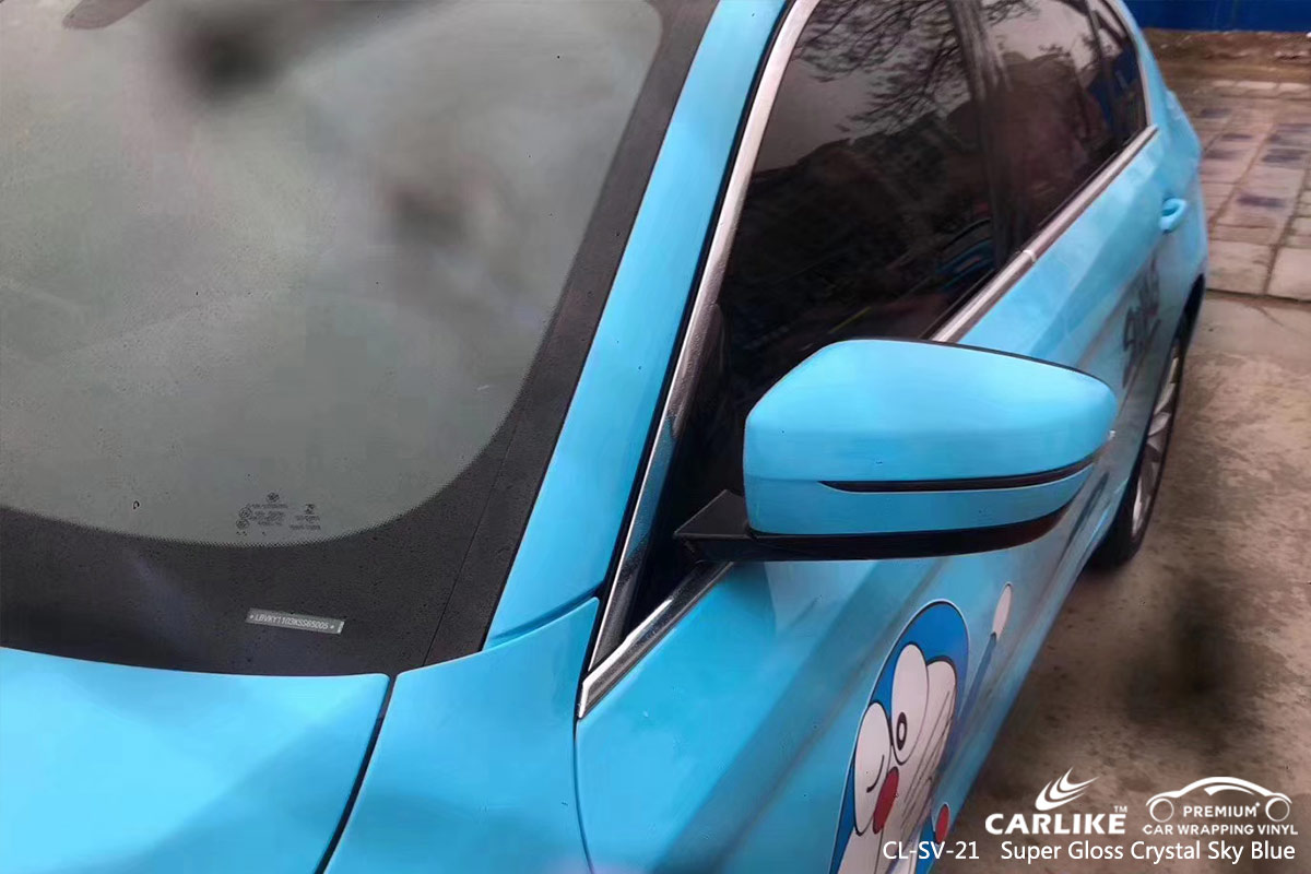 CL-SV-21 super gloss crystal sky blue car wrap vinyl for BMW