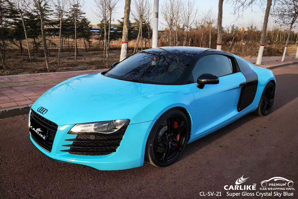 CL-SV-21 SUPER GLOSS CRYSTAL SKY BLUE CAR WRAP VINYL for AUDI