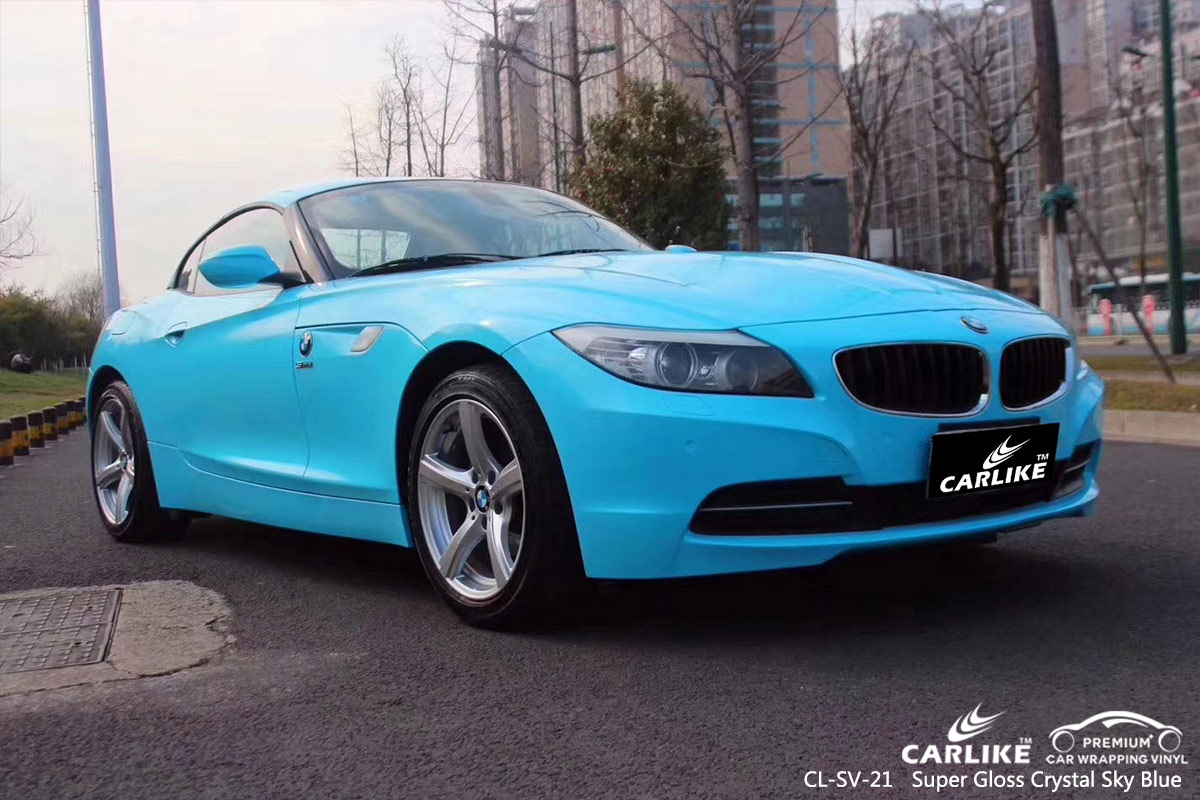 CL-SV-21 SUPER GLOSS CRYSTAL SKY BLUE CAR WRAP VINYL for BMW
