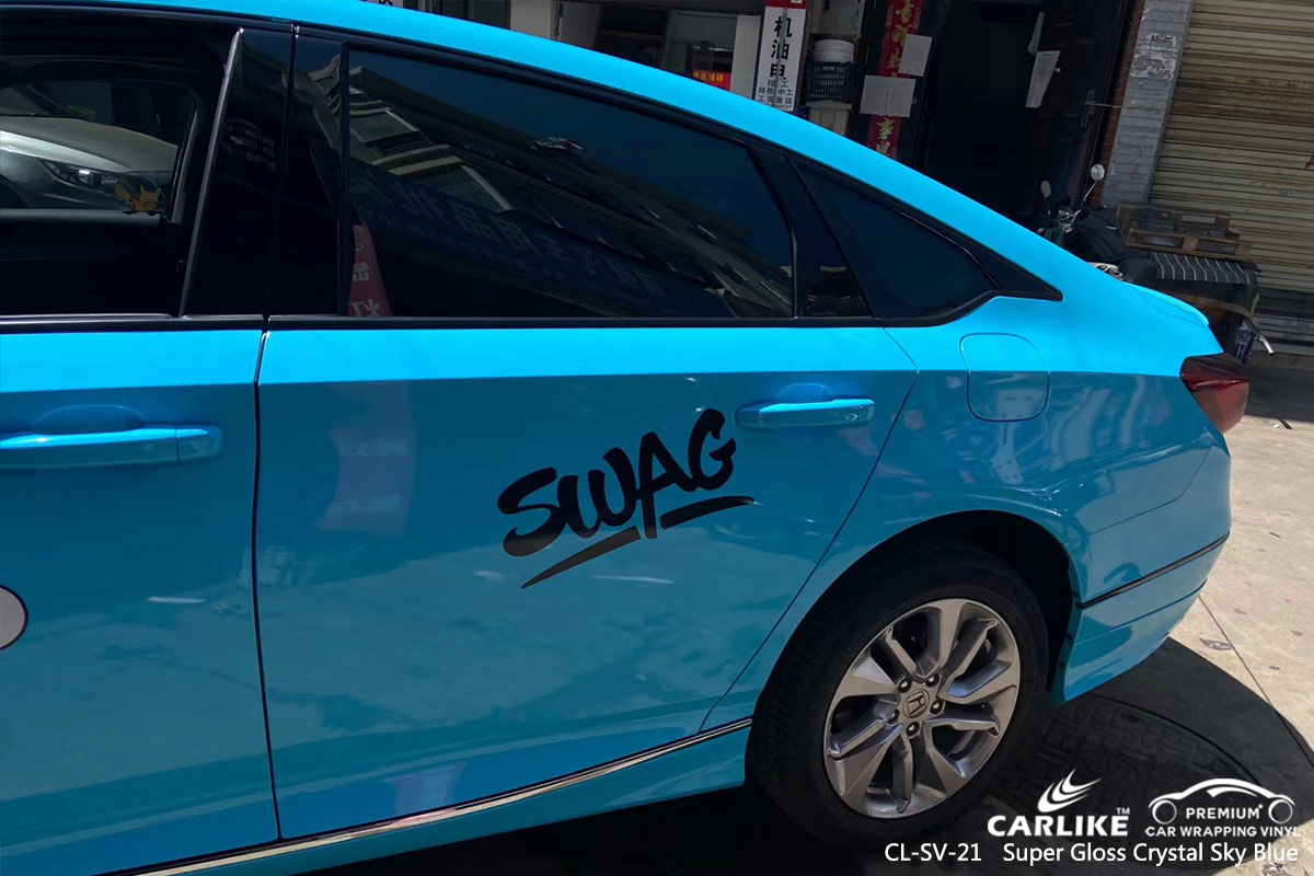 CL-SV-21 super gloss crystal sky blue car wrap vinyl for HONDA
