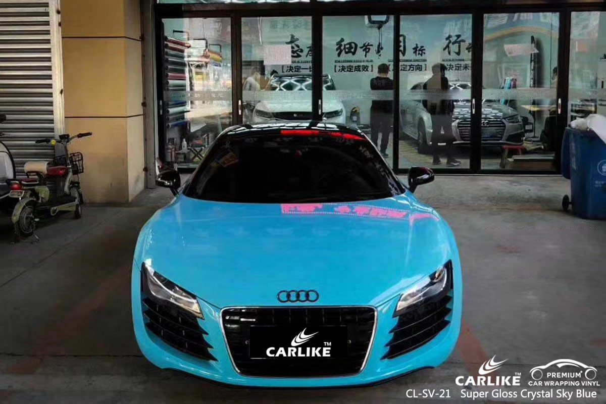 CL-SV-21 SUPER GLOSS CRYSTAL SKY BLUE CAR WRAP VINYL for AUDI