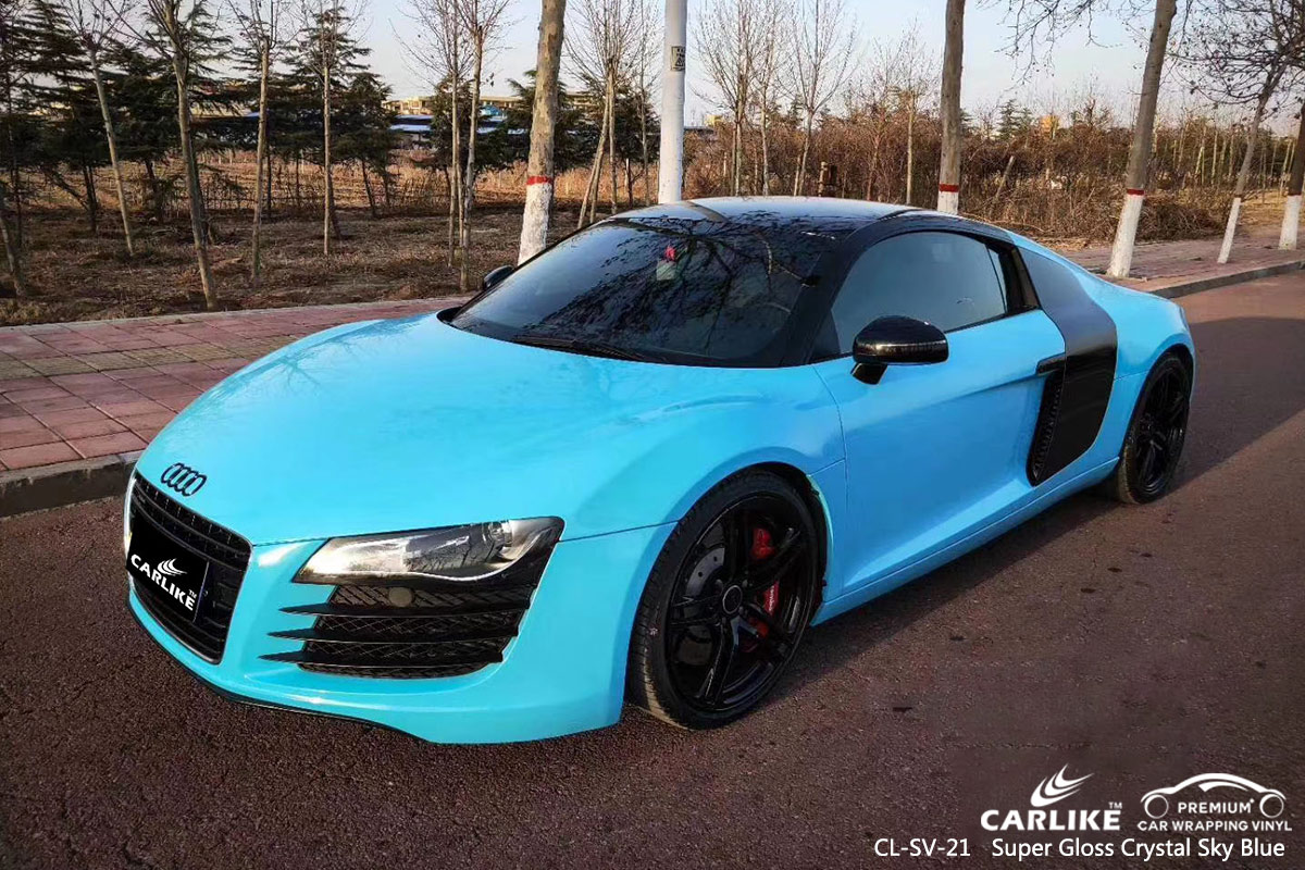 CL-SV-21 SUPER GLOSS CRYSTAL SKY BLUE CAR WRAP VINYL for AUDI