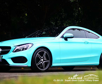 CL-SV-25 سوبر لامع كريستال تيفاني الأخضر الفينيل التفاف السيارة لمرسيدس بنز زامبيا