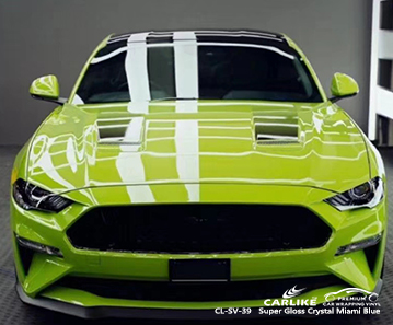 CL-SV-27 super gloss crystal tender green car vinyl wrapping for FORD MUSTANG
