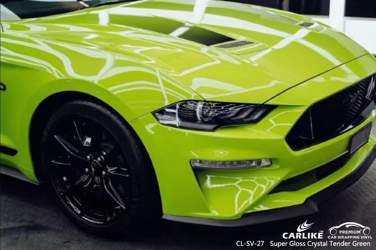 CL-SV-27 SUPER GLOSS CRYSTAL TENDER GREEN CAR WRAP VINYL for FORD MUSTANG