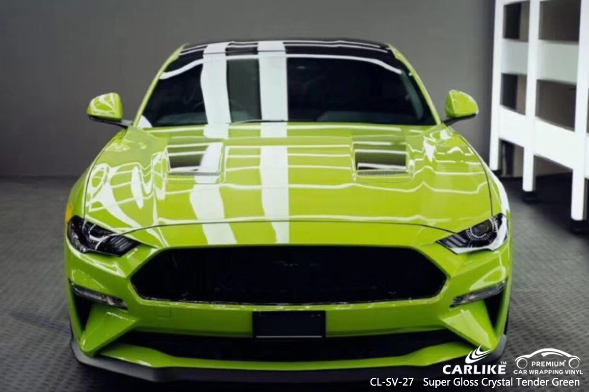 CL-SV-27 SUPER GLOSS CRYSTAL TENDER GREEN CAR WRAP VINYL for FORD MUSTANG