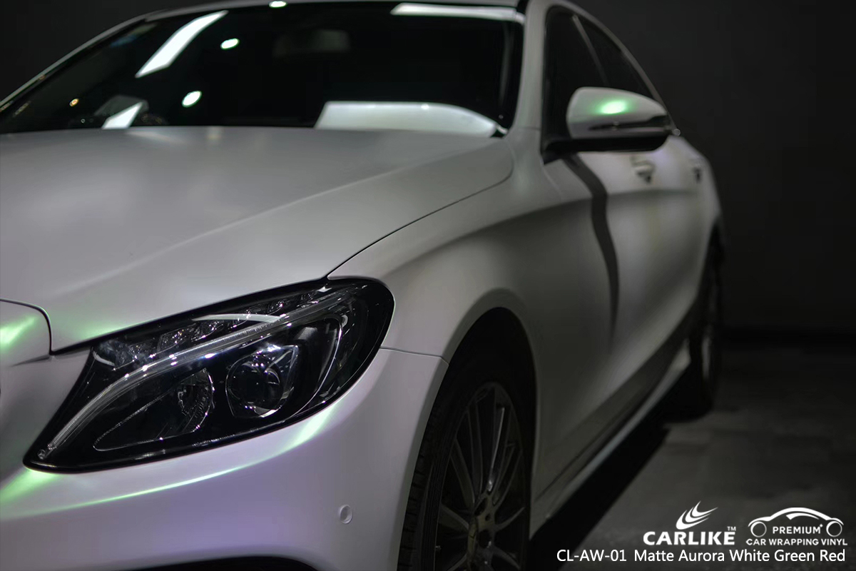 CL-AW-01 matte aurora white to green red car vinyl films for MERCEDES-BENZ Trenton