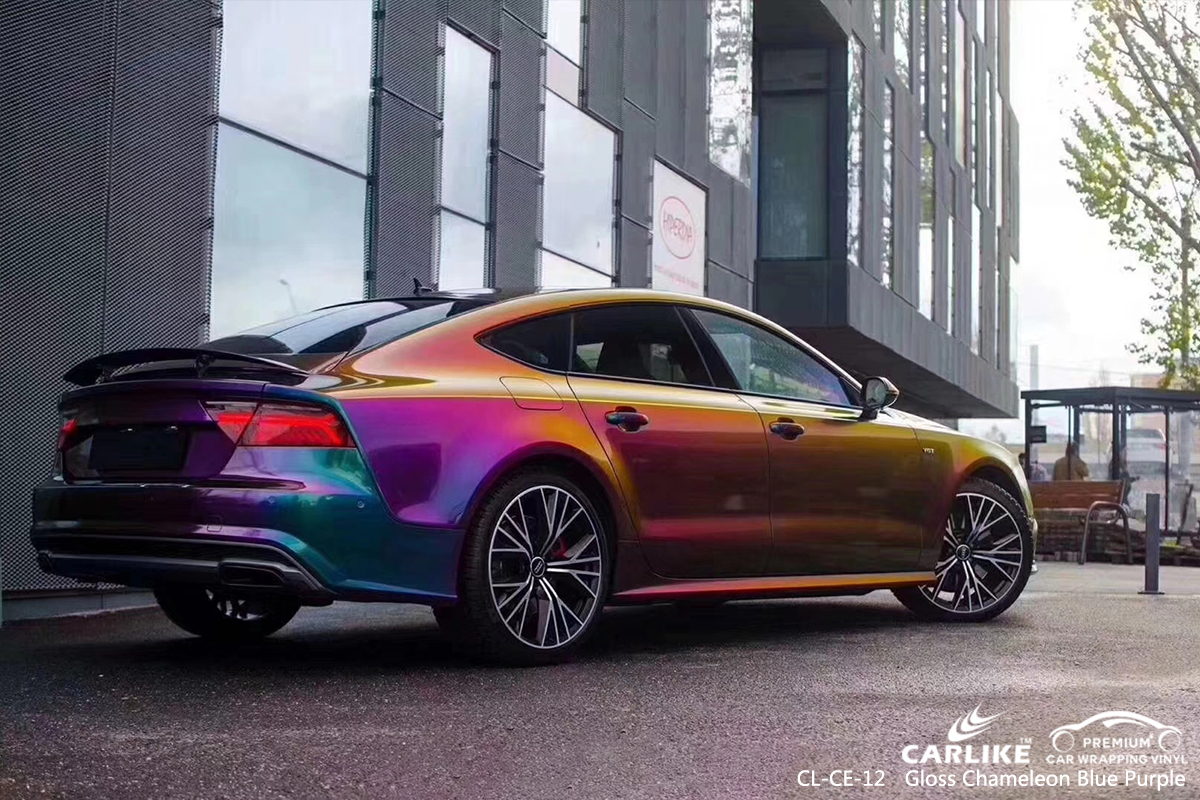 CL-CE-12 gloss chameleon light blue to purple body wrap car supplier for AUDI South Dakota