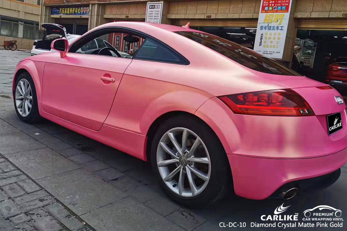 CL-DC-10 diamond crystal matte pink gold body wrap car supplier for AUDI St Paul