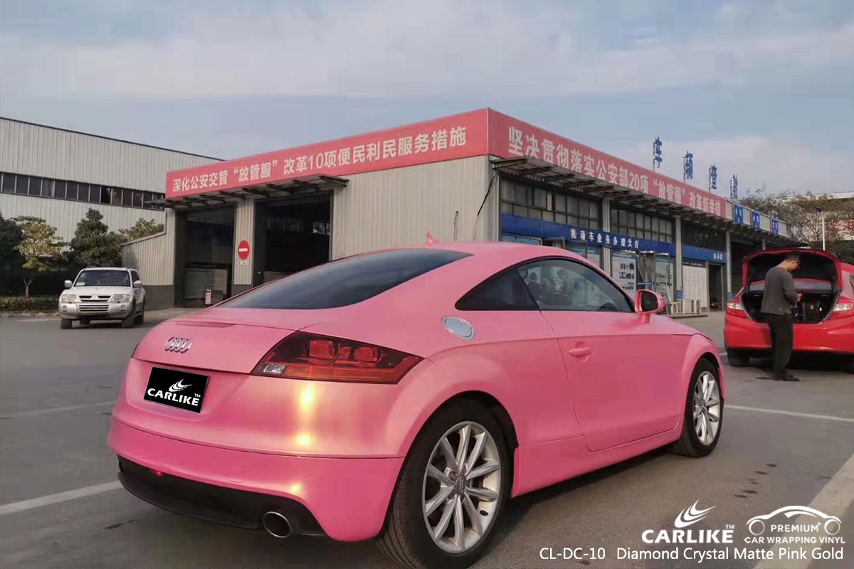 CL-DC-10 diamond crystal matte pink gold body wrap car supplier for AUDI St Paul