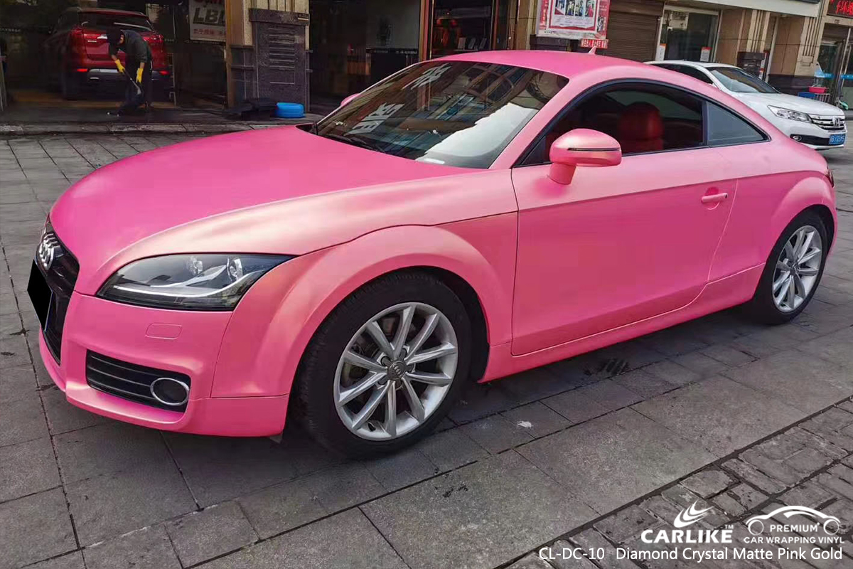 CL-DC-10 diamond crystal matte pink gold body wrap car supplier for AUDI St Paul