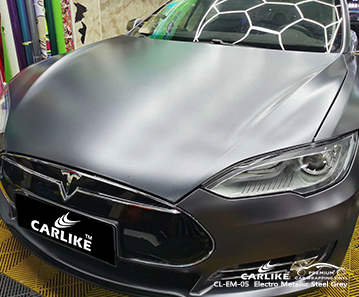 CL-EM-05 التفاف السيارة لامع من الفينيل المعدني الرمادي المعدني ل TESLA Florida الولايات المتحدة
