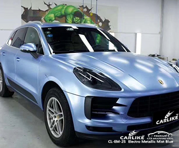 CL-EM-25 التفاف السيارة الفينيل لامع كهربائي أزرق لبورشه سانت هيلينا