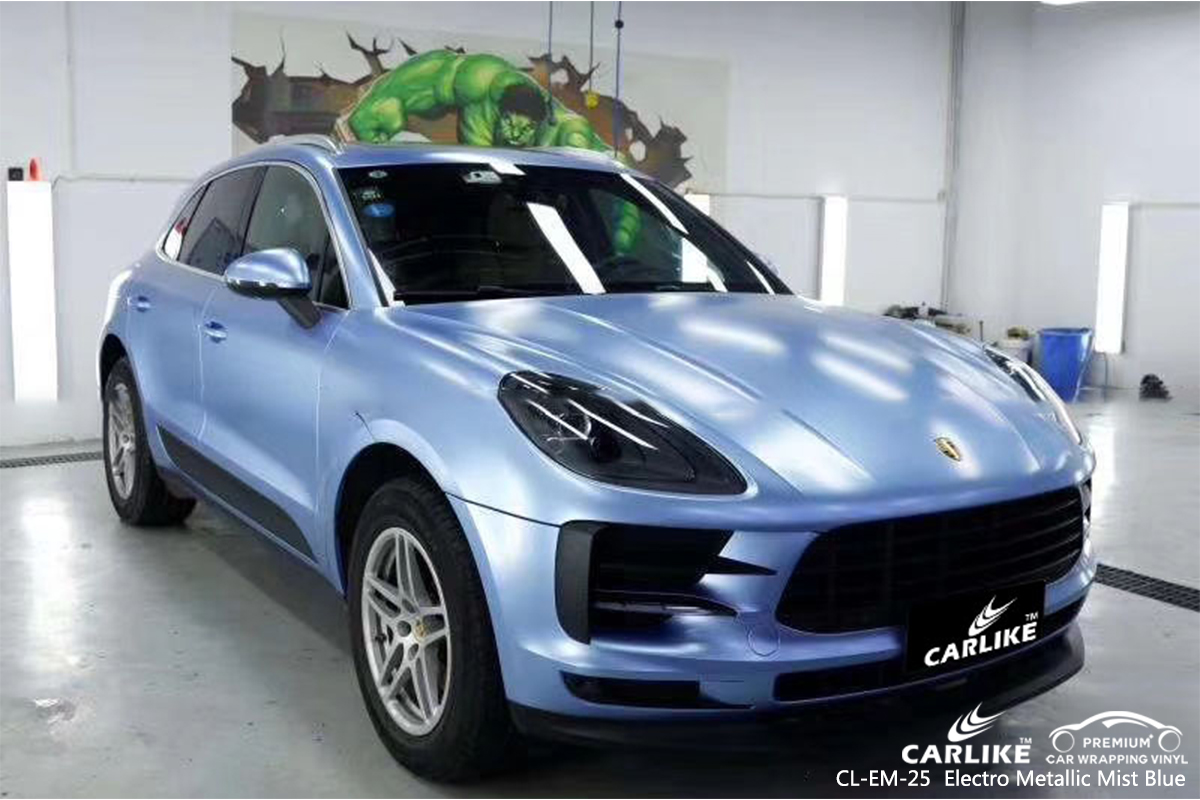 CL-EM-25 electro metallic mist blue car vinyl wrap for PORSCHE St. Helena
