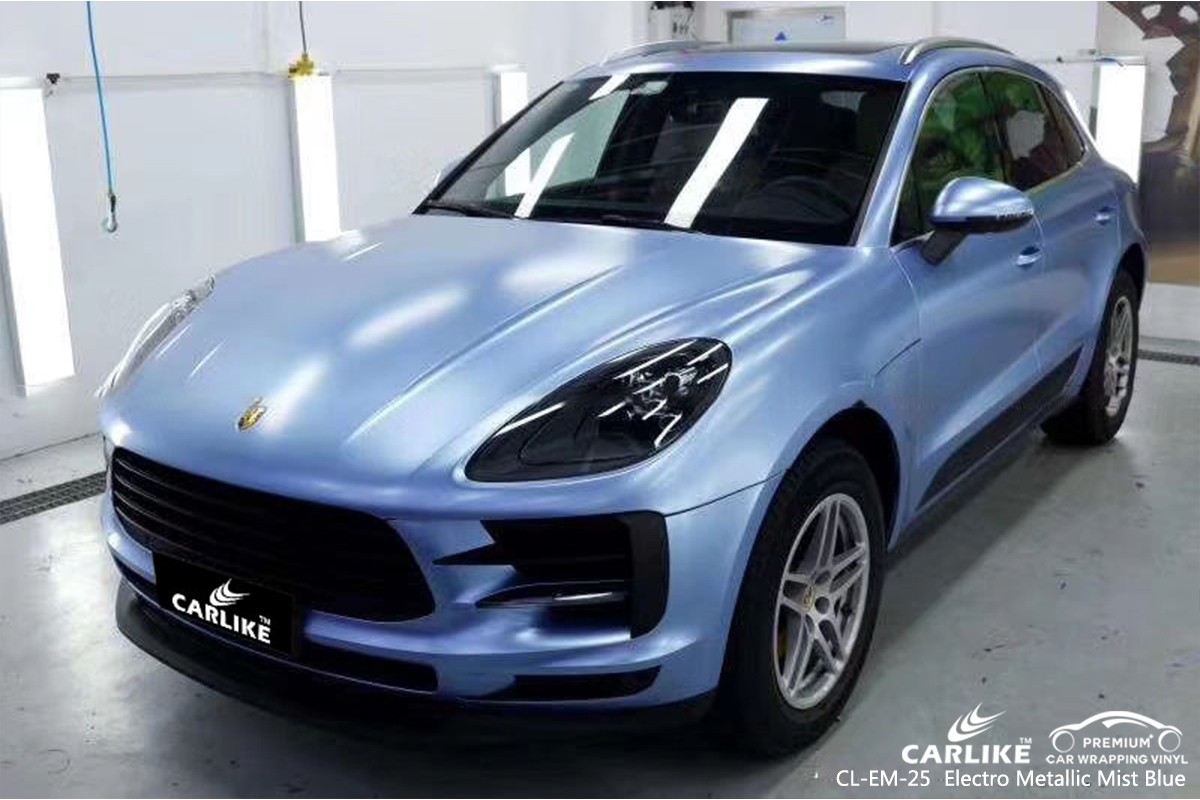 CL-EM-25 electro metallic mist blue car vinyl wrap for PORSCHE St. Helena