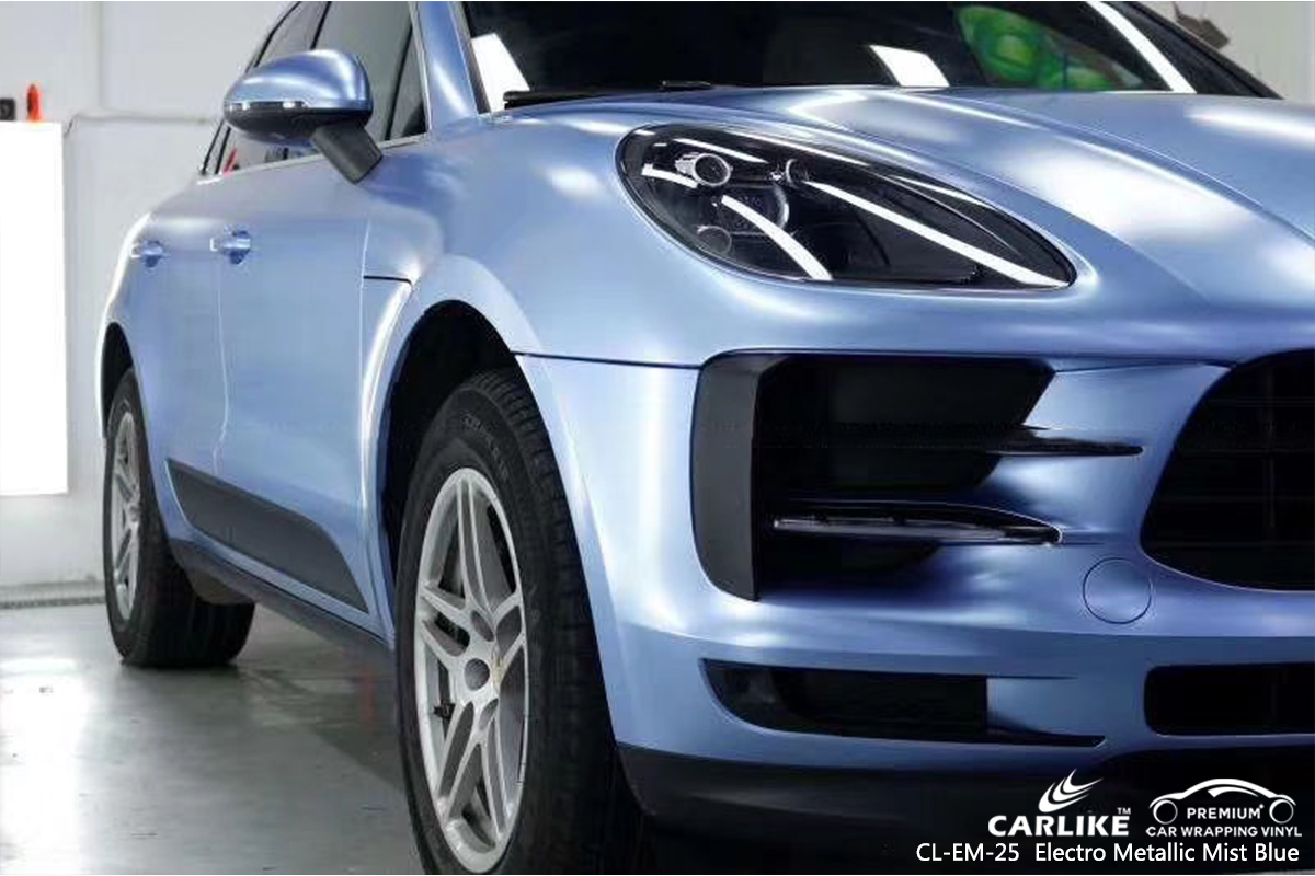 CL-EM-25 electro metallic mist blue car vinyl wrap for PORSCHE St. Helena