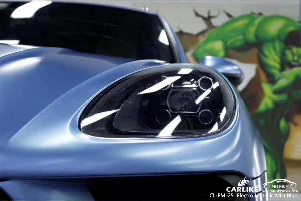 CL-EM-25 electro metallic mist blue car vinyl wrap for PORSCHE St. Helena