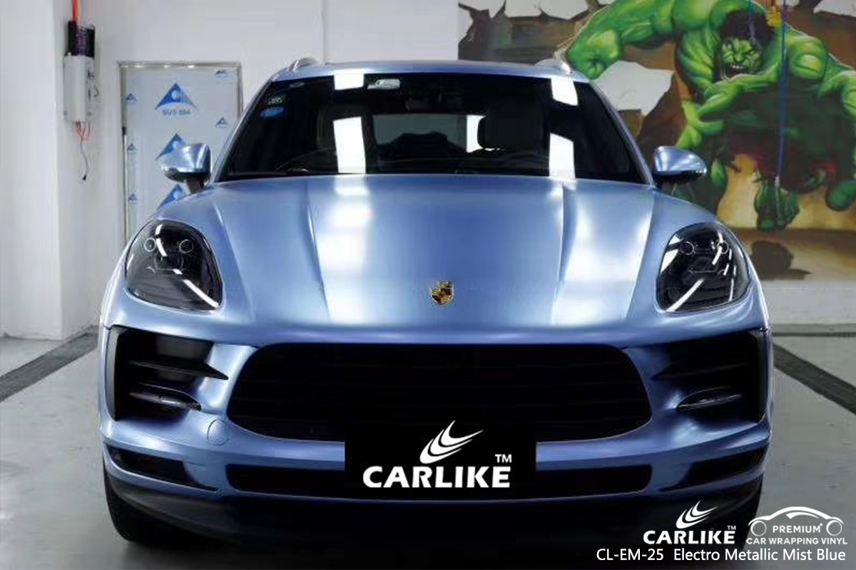 CL-EM-25 electro metallic mist blue car vinyl wrap for PORSCHE St. Helena