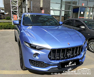 CL-GE-23 parlak elektro metalik sis mavi MASERATI Nebraska için arabamı sarın