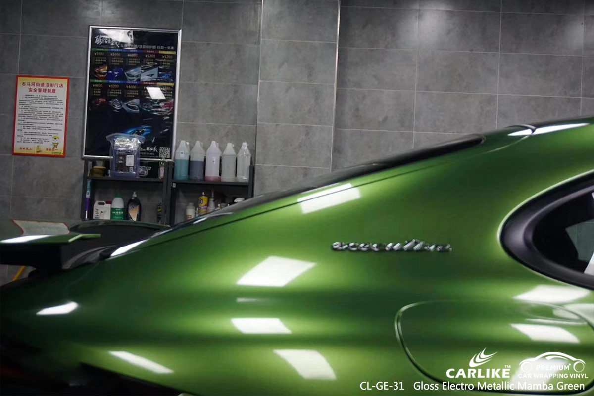 CL-GE-31 gloss electro metallic mamba green car foil for PORSCHE Delaware