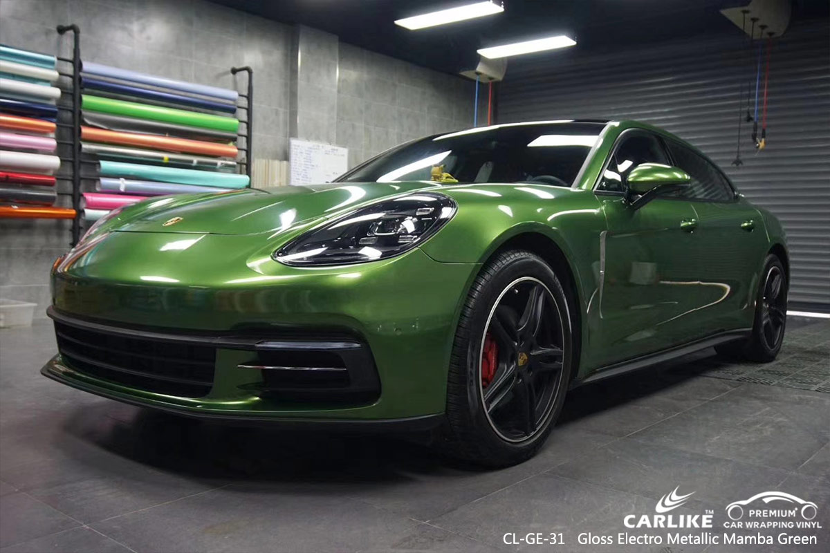 CL-GE-31 gloss electro metallic mamba green car foil for PORSCHE Delaware