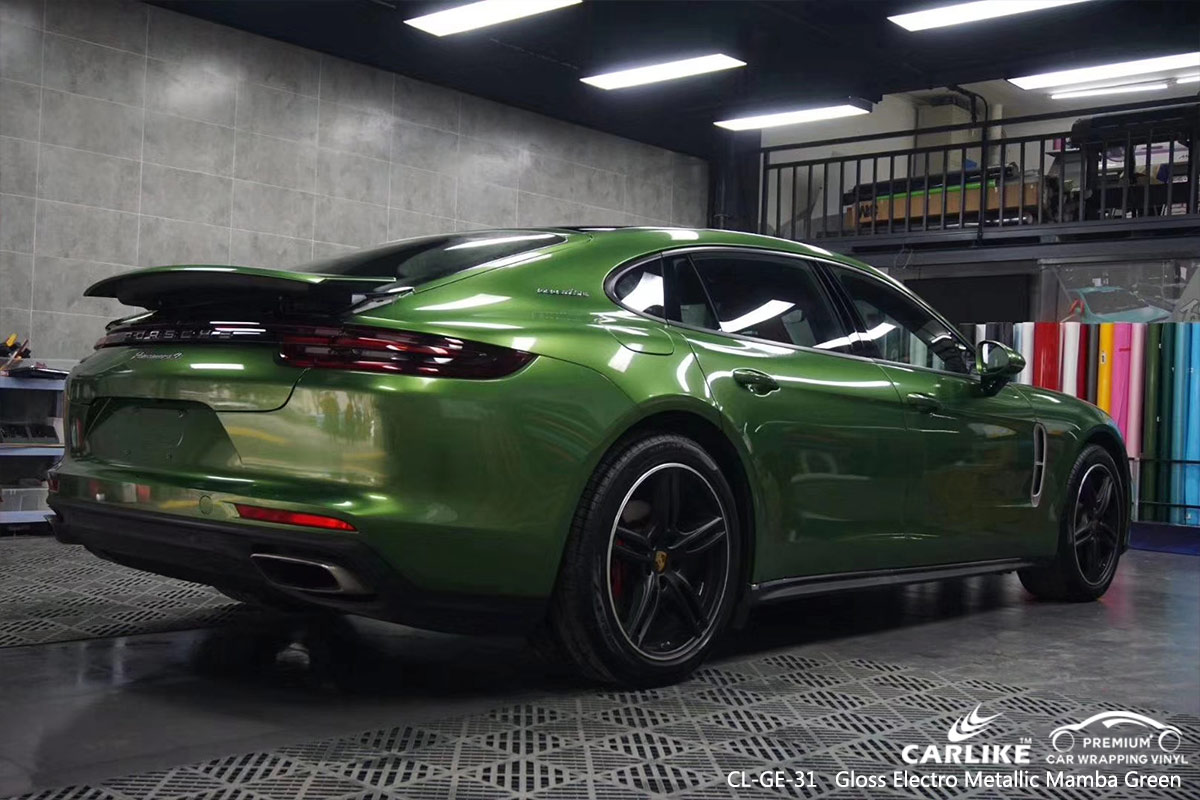 CL-GE-31 gloss electro metallic mamba green car foil for PORSCHE Delaware