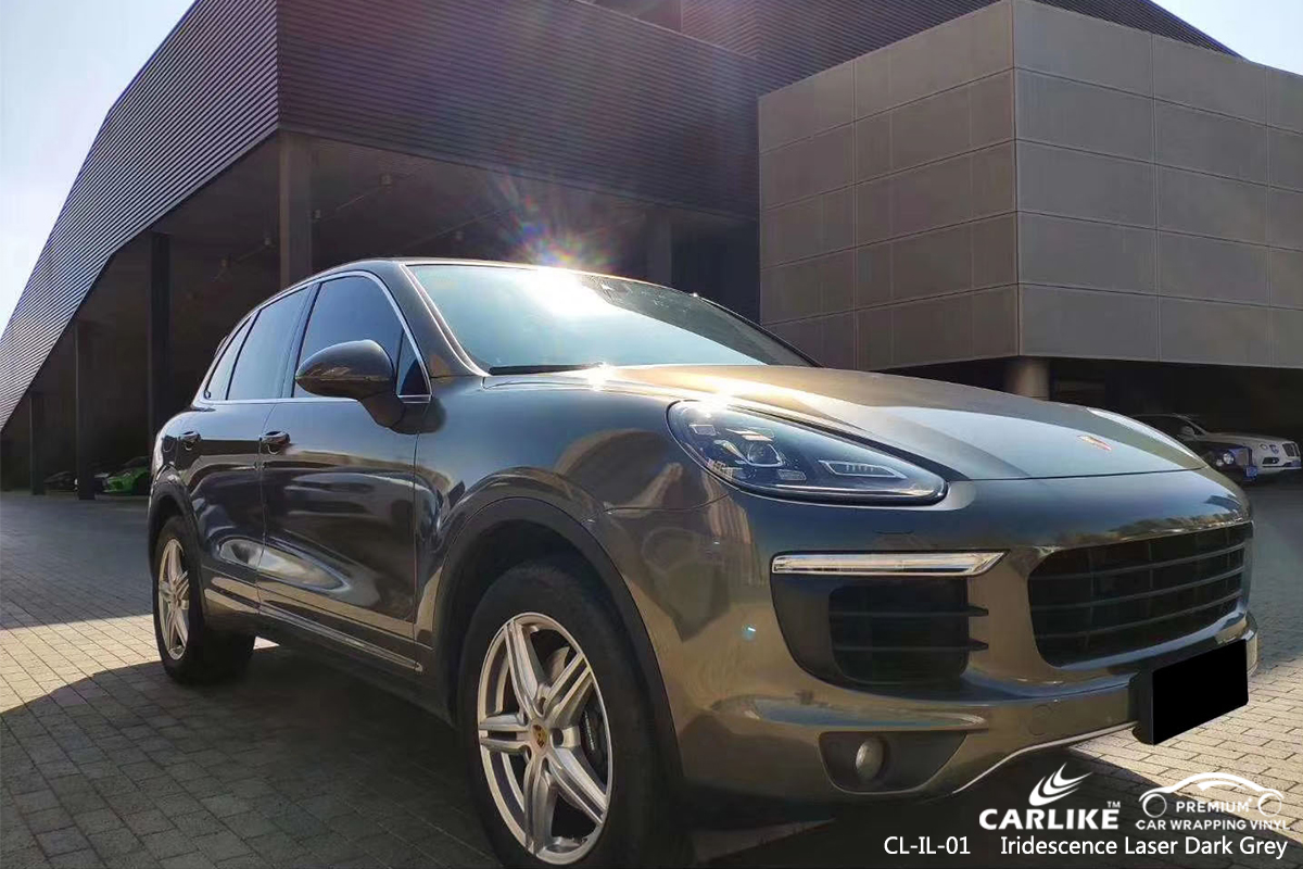 CL-IL-01 iridescence laser dark grey car wrap vinyl for PORSCHE California