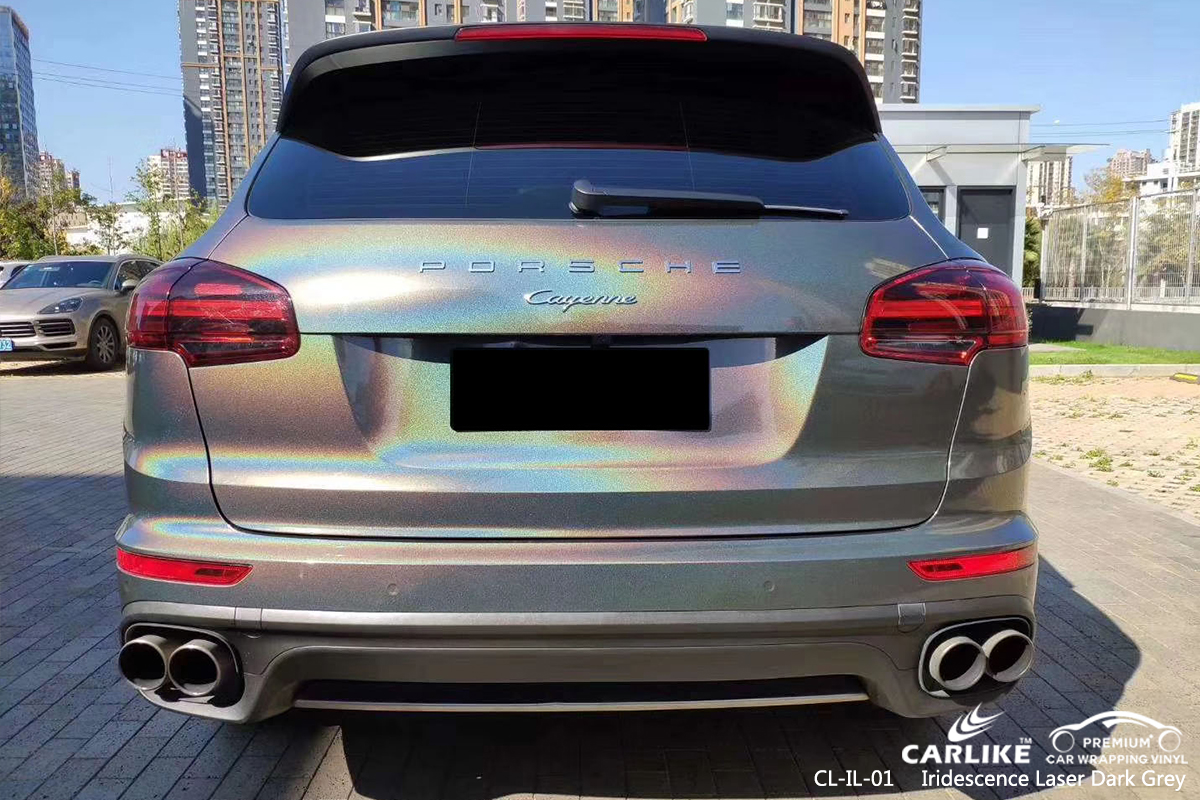 CL-IL-01 iridescence laser dark grey car wrap vinyl for PORSCHE California