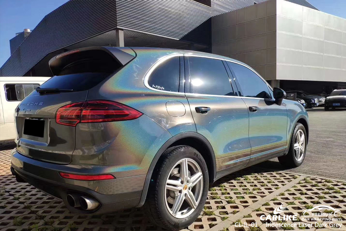 CL-IL-01 iridescence laser dark grey car wrap vinyl for PORSCHE California
